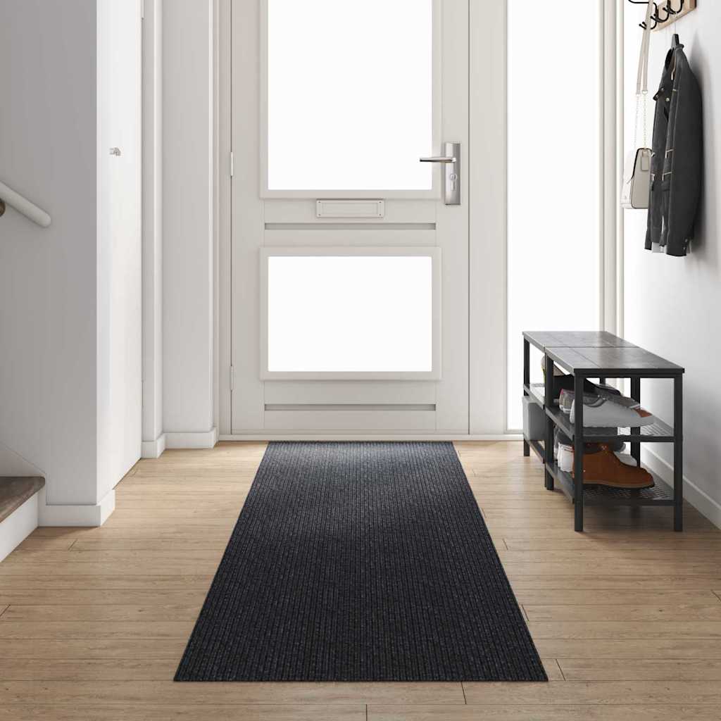 Teppichläufer Anthrazit 80 x 400 cm Stoff