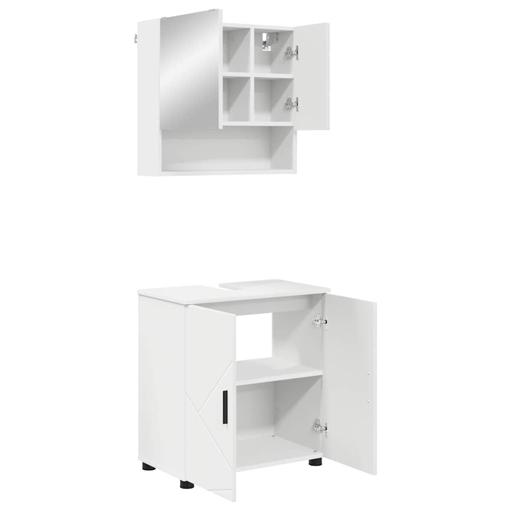 Badezimmermöbel-Set mit Tür 2 pcs Weiß Holzwerkstoff & Metall