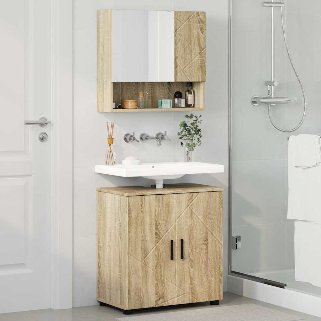 Badezimmermöbel-Set 2 pcs Sonoma-Eiche Holzwerkstoff & Metall