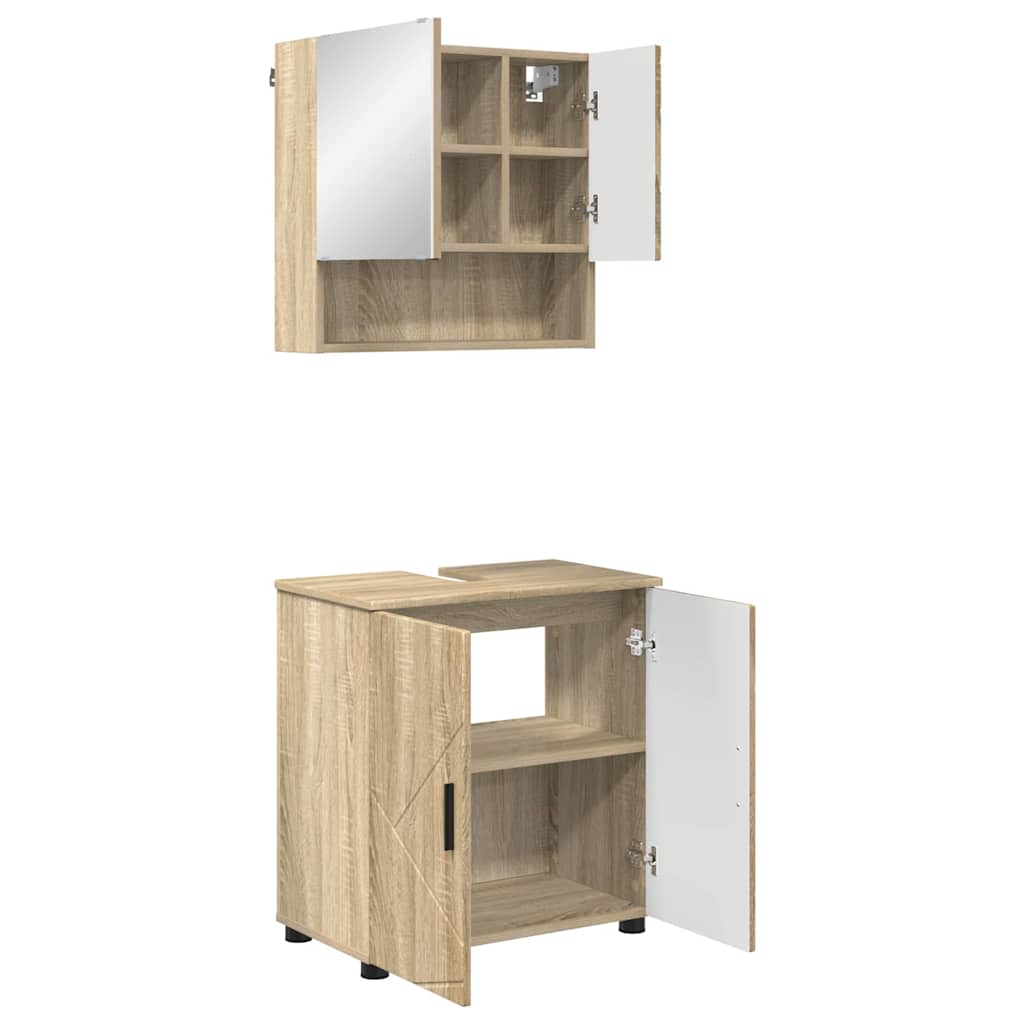 Badezimmermöbel-Set 2 pcs Sonoma-Eiche Holzwerkstoff & Metall