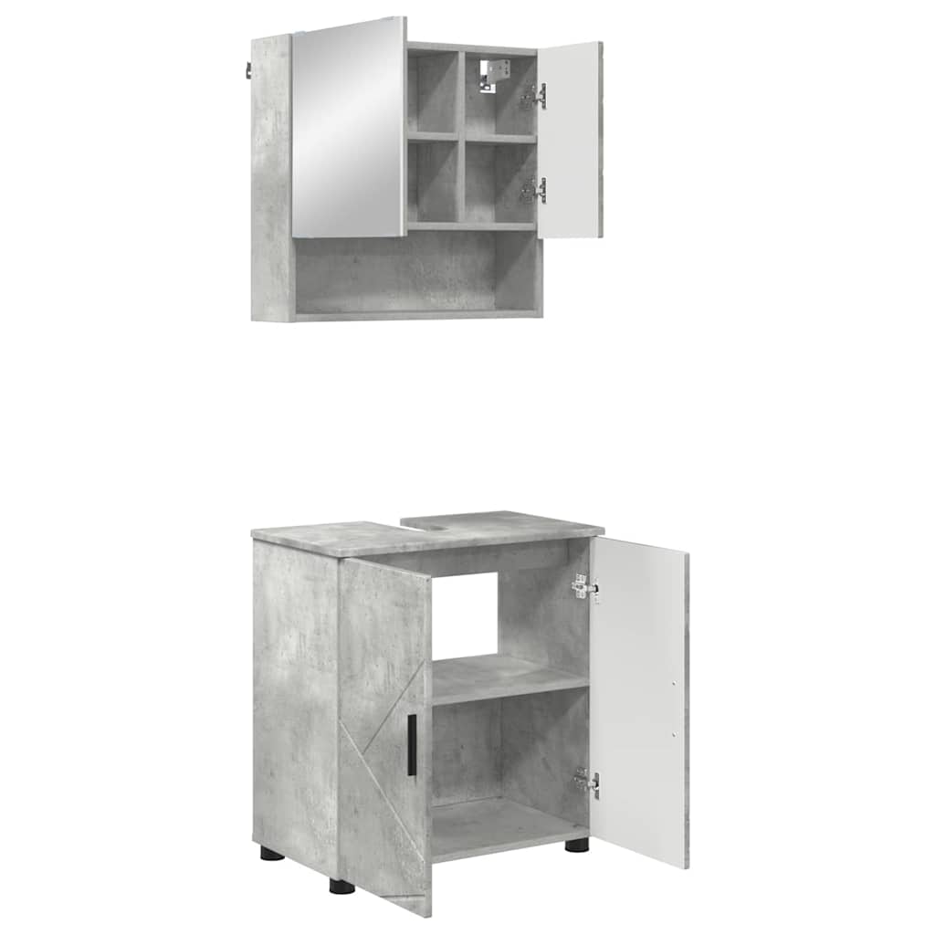 Badezimmermöbel-Set 2 pcs Beton Grau Holzwerkstoff & Metall