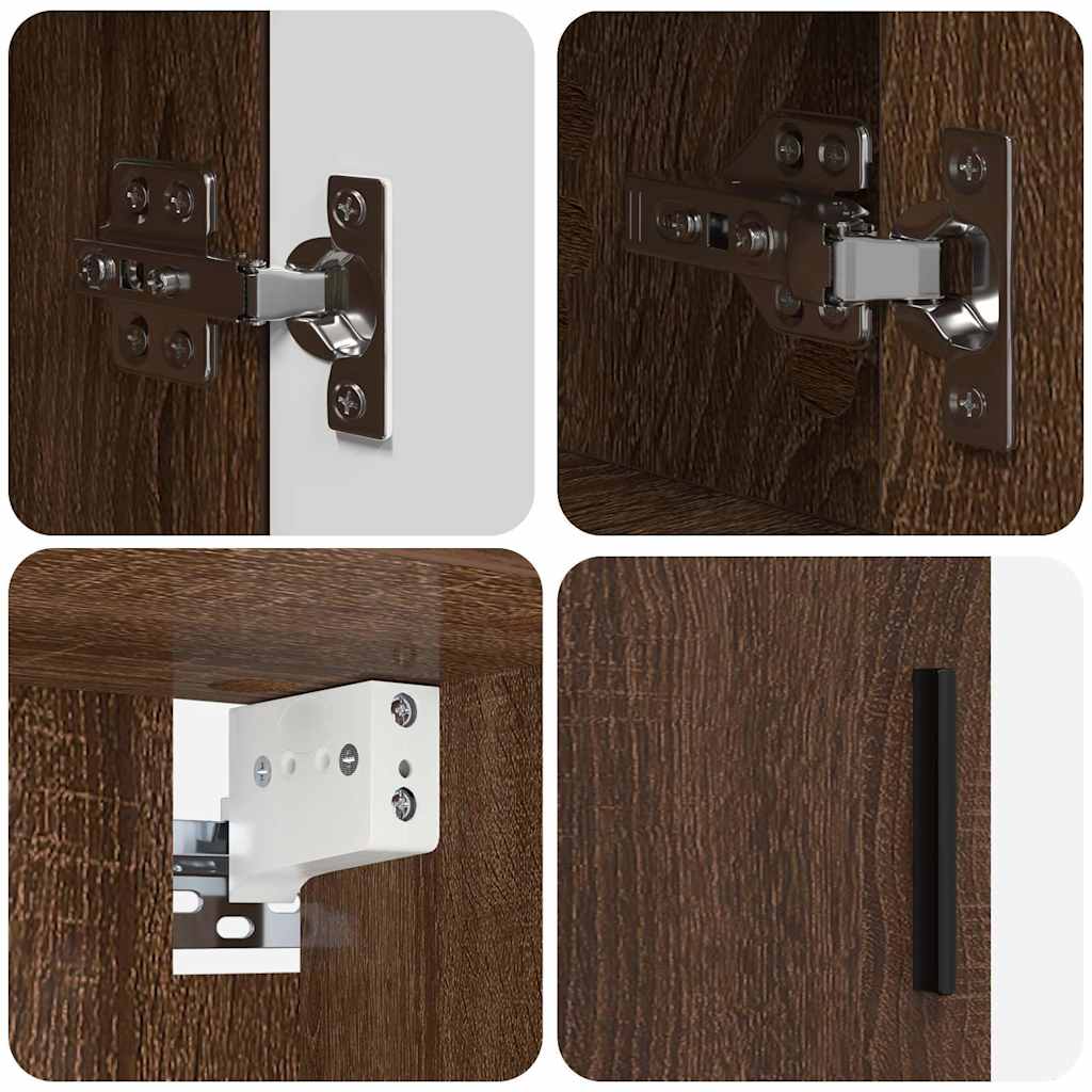 Badezimmermöbel-Set Wandmontiert 2 pcs Braun Eichen-Optik