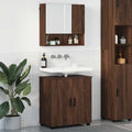 Badezimmermöbel-Set Wandmontiert 2 pcs Braun Eichen-Optik