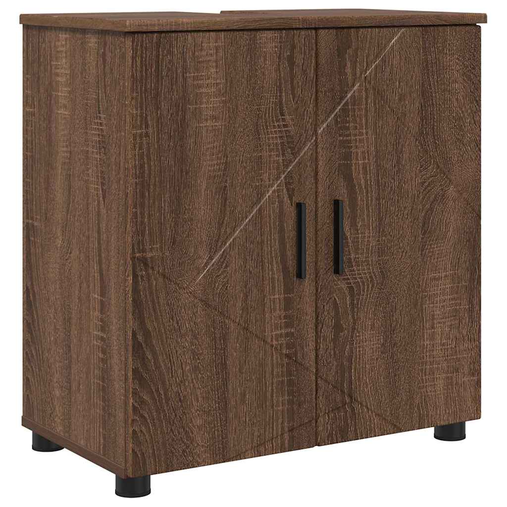 Badezimmermöbel-Set Wandmontiert 2 pcs Braun Eichen-Optik