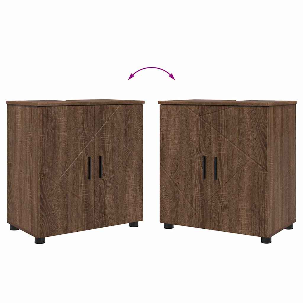 Badezimmermöbel-Set Wandmontiert 2 pcs Braun Eichen-Optik