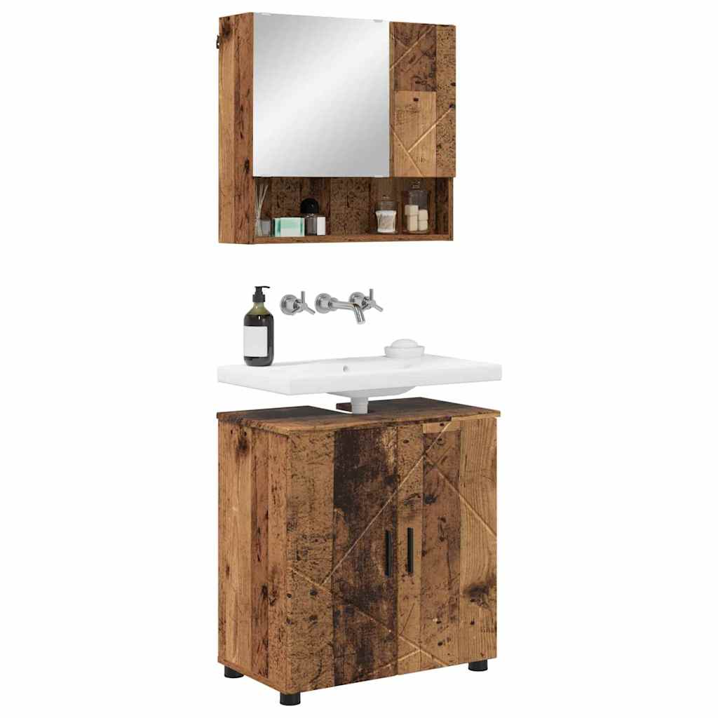 Badezimmermöbel-Set 2 pcs Altholz Holzwerkstoff & Metall