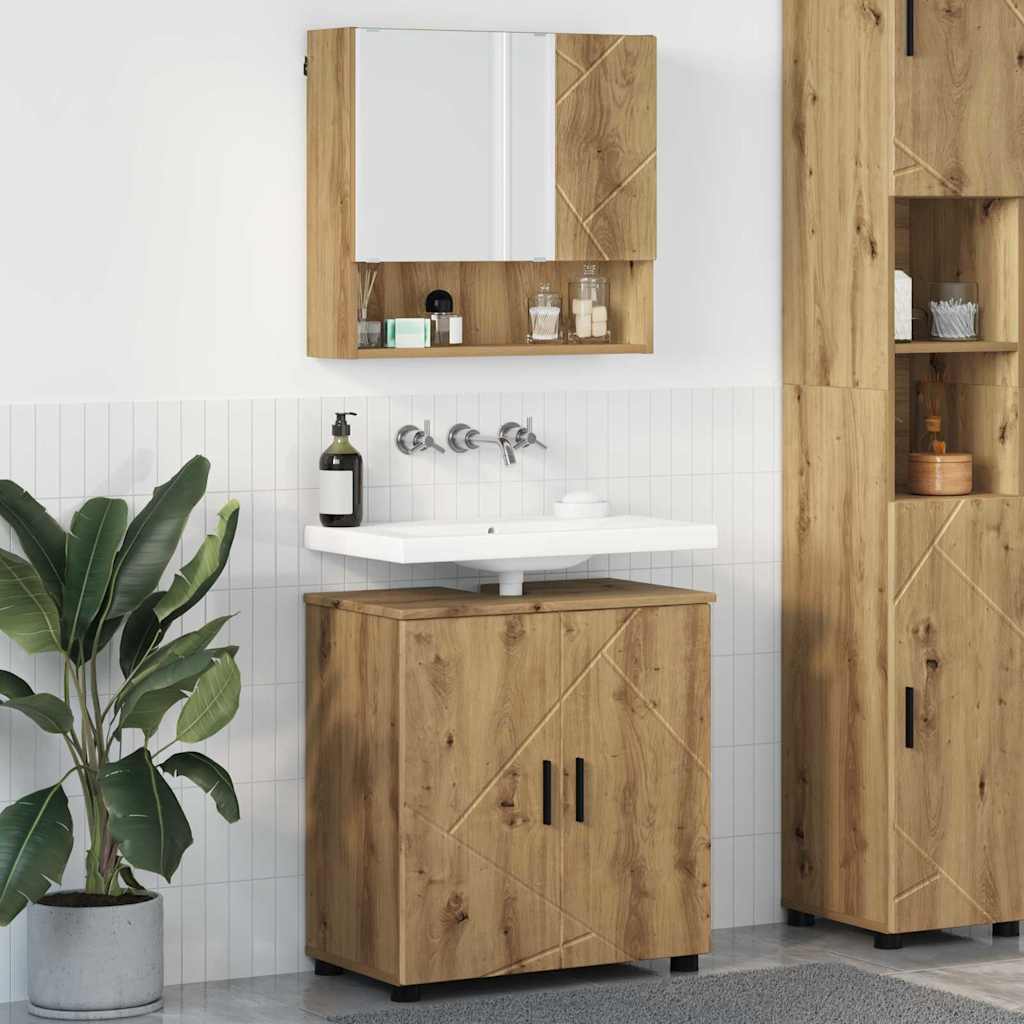 Badezimmermöbel-Set 2 Stk. Artisan-Eiche 61 x 35 x 64 cm