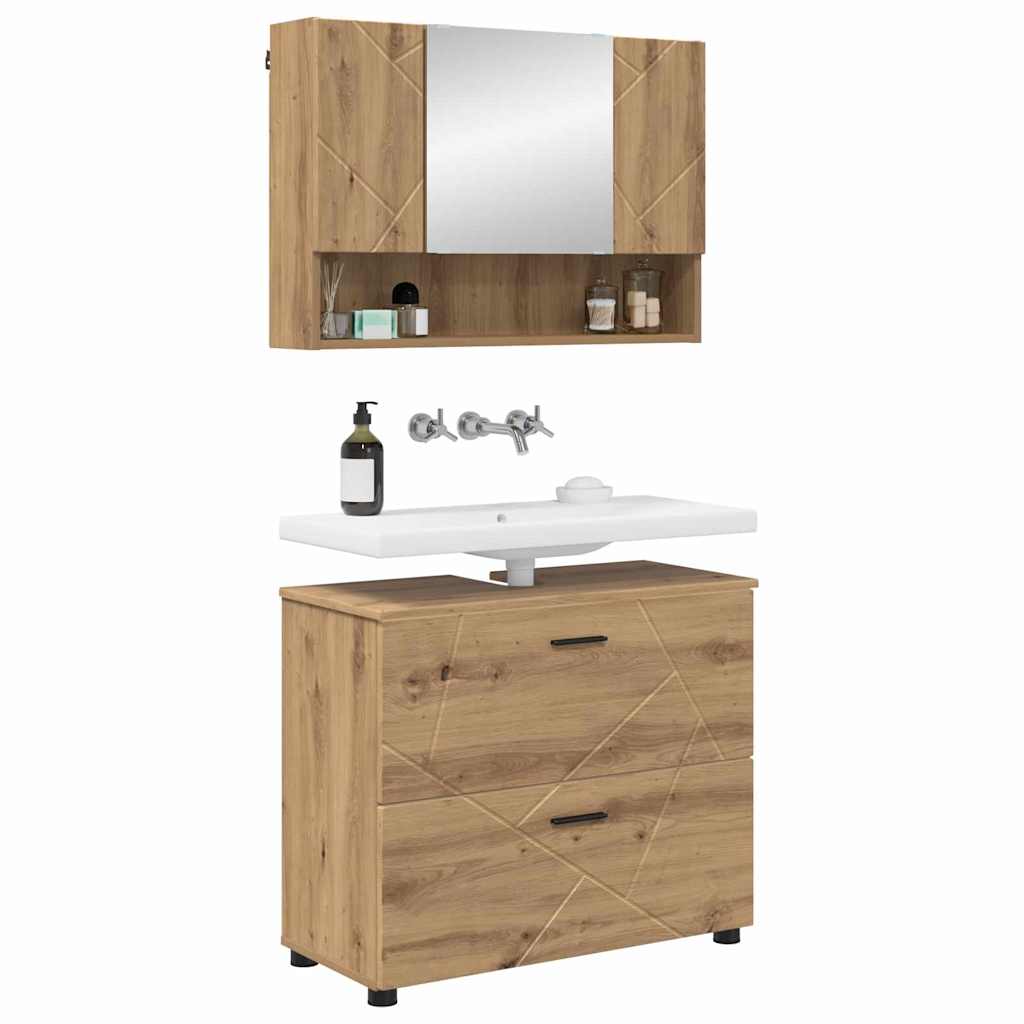 Badezimmermöbel-Set 2 Stk. Artisan-Eiche 61 x 35 x 64 cm