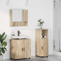 Badezimmermöbel-Set 3 pcs Sonoma-Eiche Holzwerkstoff & Metall