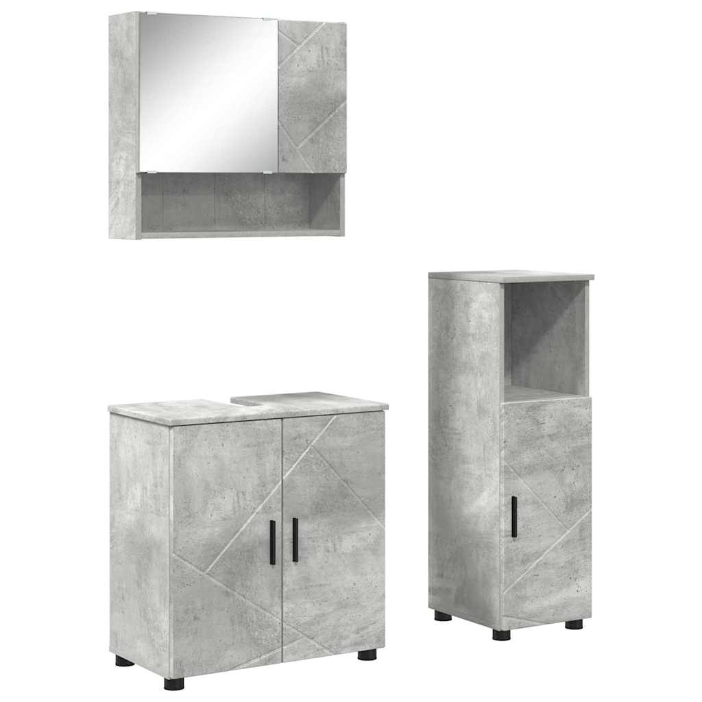 Badezimmermöbel Set Wandmontiert 3 pcs Betongrau Holzwerkstoff