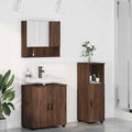 Badezimmermöbel-Set Wandmontiert 3 pcs Braun Eichen-Optik