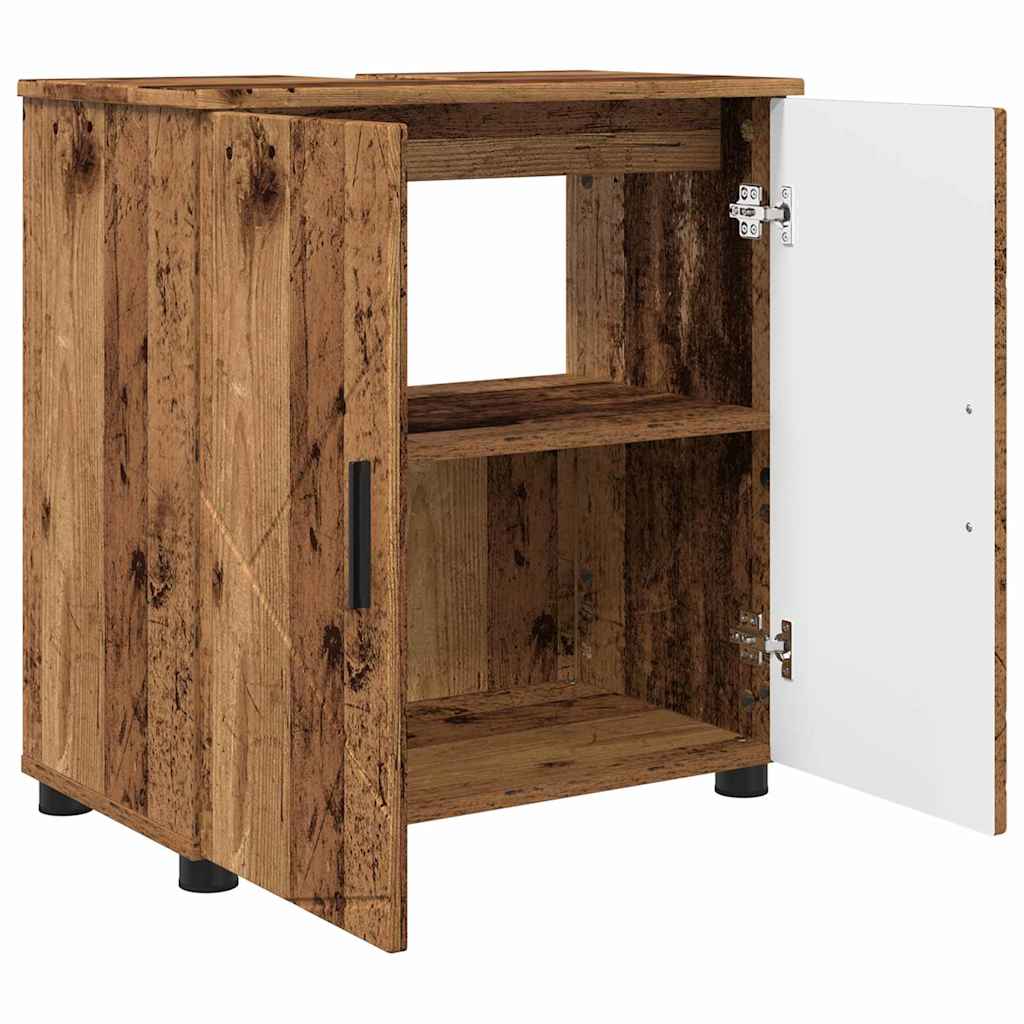Badezimmermöbel-Set 3 pcs Altholz Holzwerkstoff & Metall