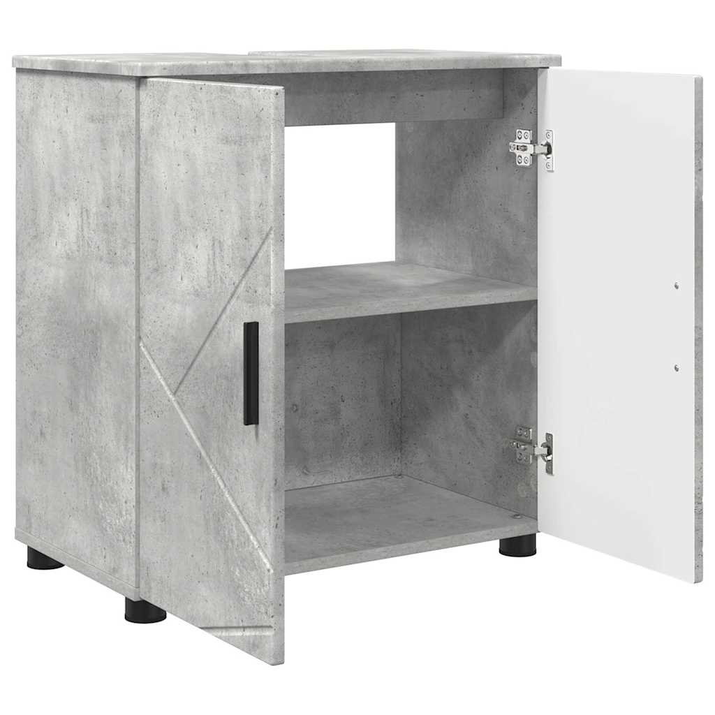 Badezimmermöbel-Set 3 pcs Beton Grau Holzwerkstoff & Metall