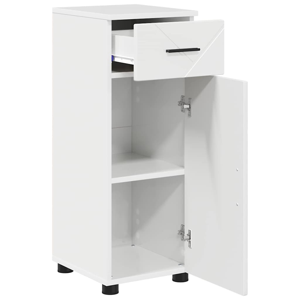 Badezimmermöbel-Set 3 pcs Hochglanz Weiß Holzwerkstoff & Metall