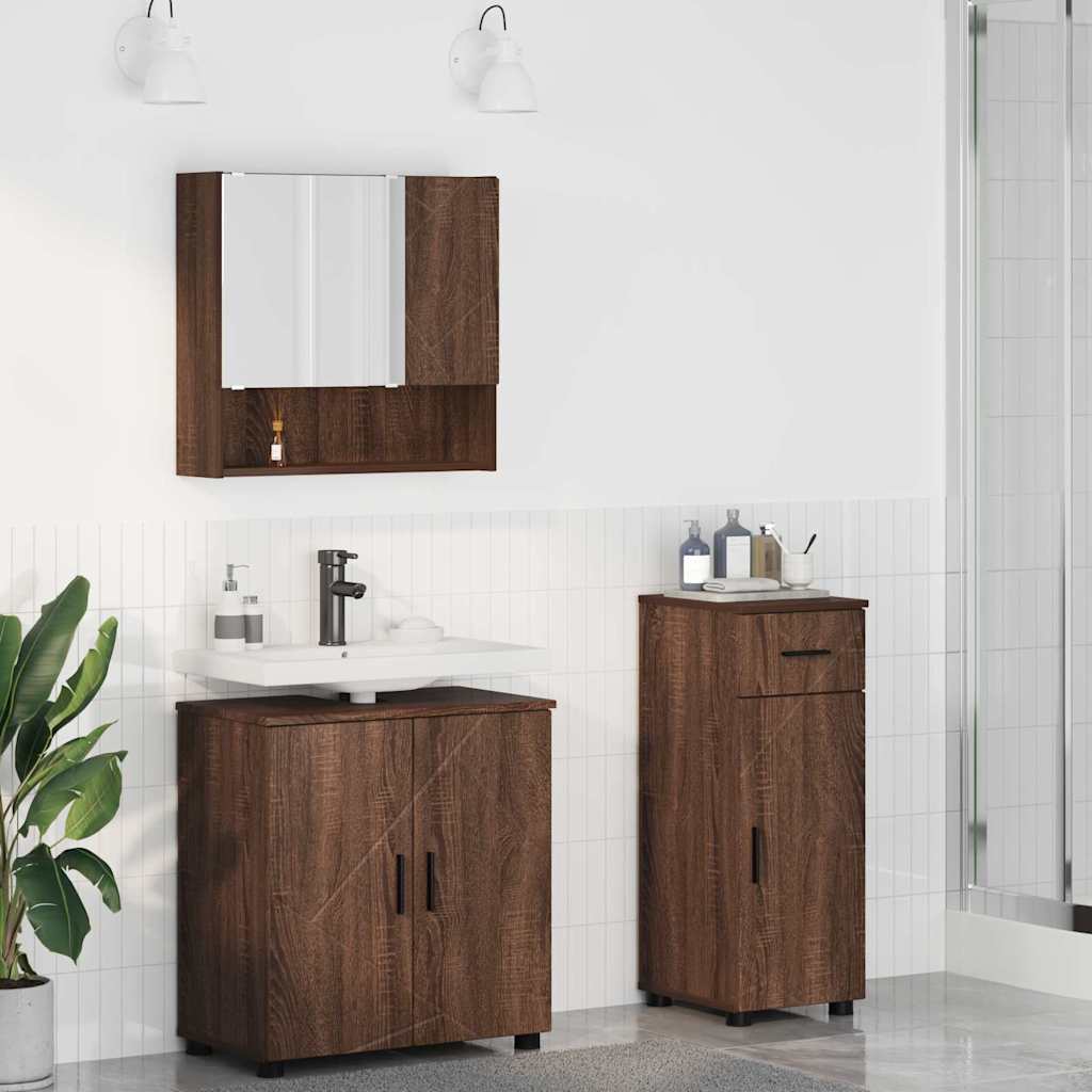 Badezimmermöbel-Set mit Schubladen 3 pcs Braun Eichen-Optik
