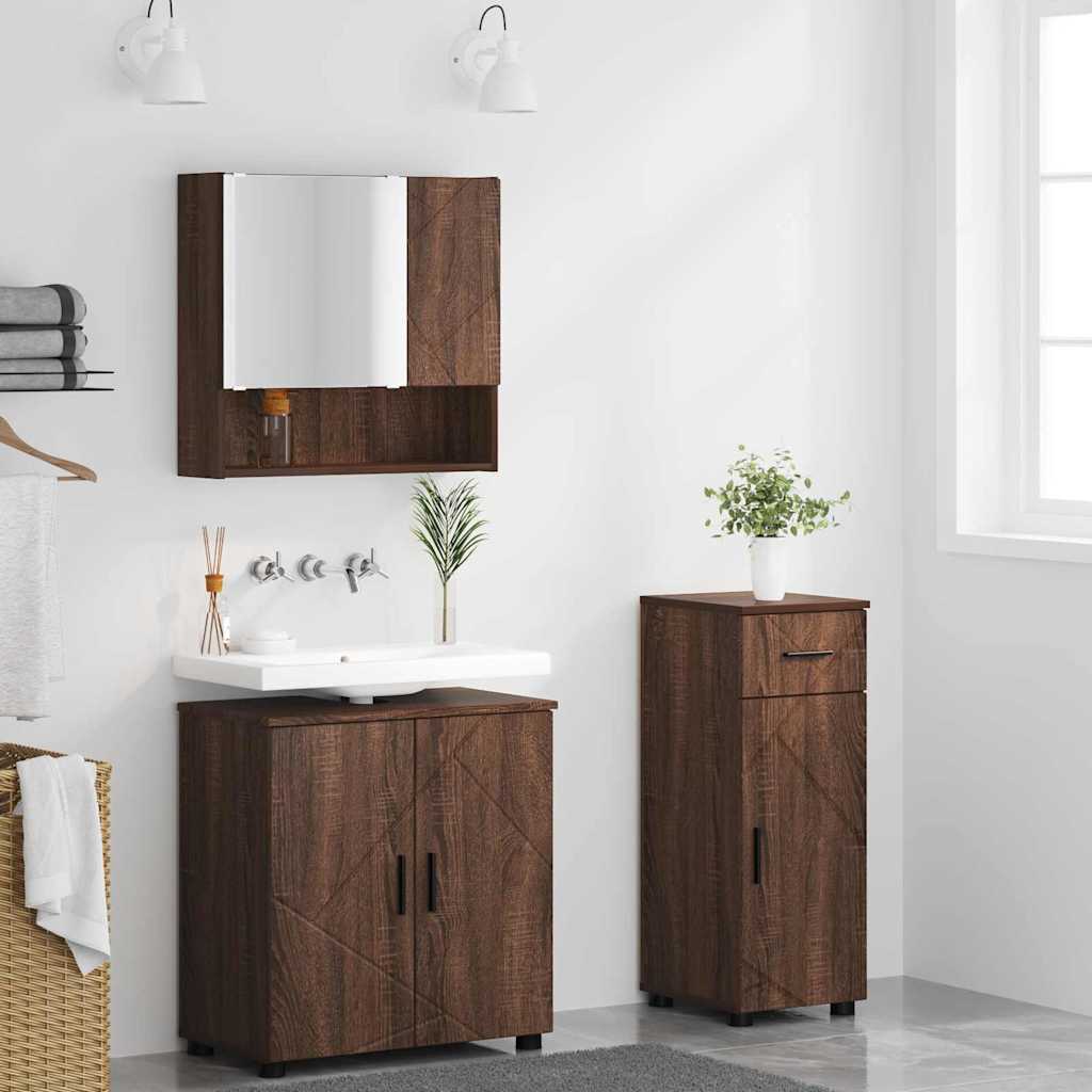 Badezimmermöbel-Set mit Schubladen 3 pcs Braun Eichen-Optik