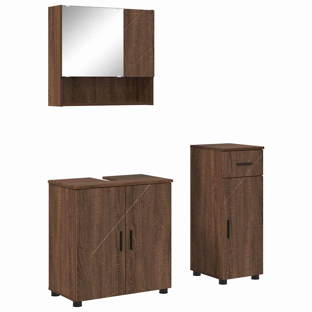 Badezimmermöbel-Set mit Schubladen 3 pcs Braun Eichen-Optik