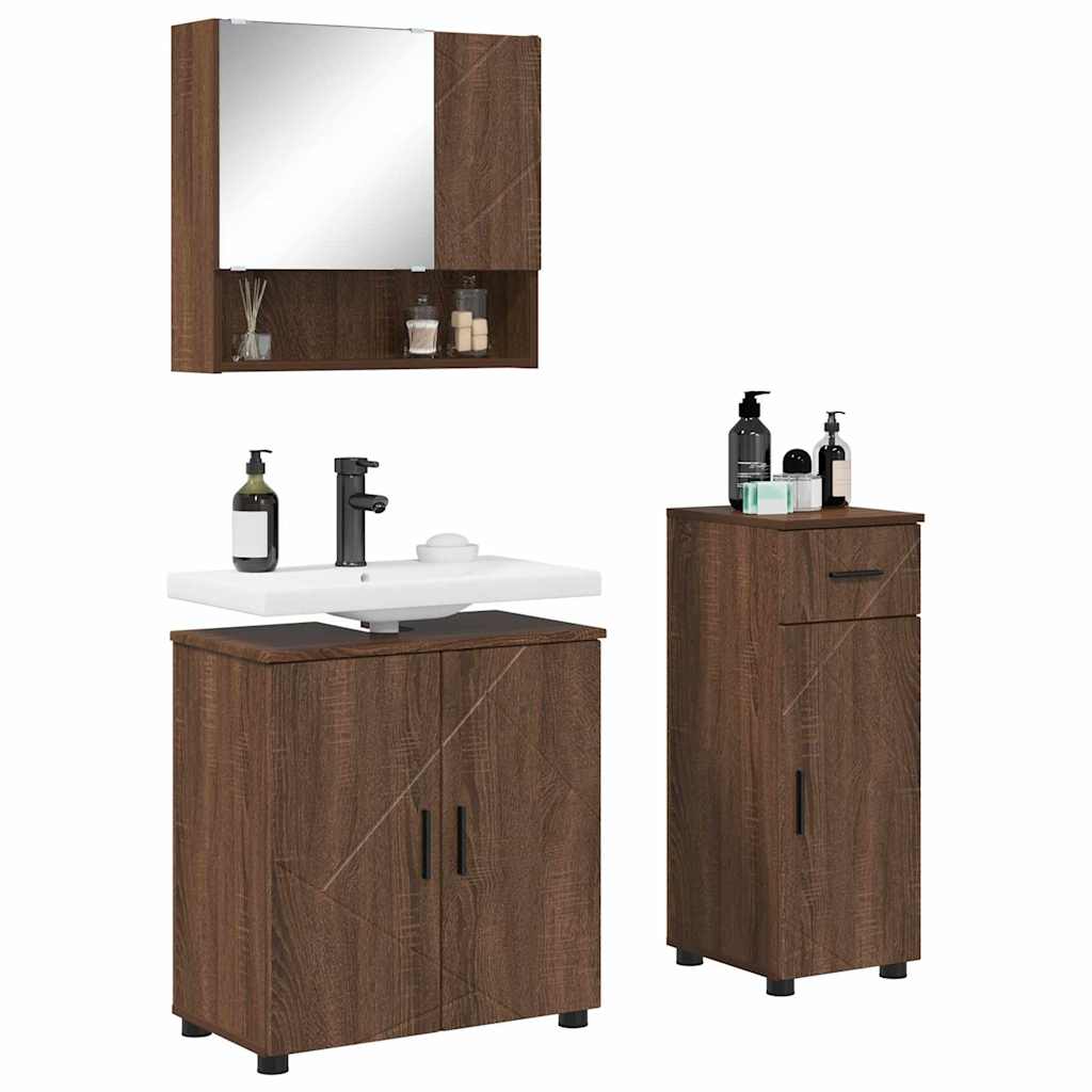 Badezimmermöbel-Set mit Schubladen 3 pcs Braun Eichen-Optik