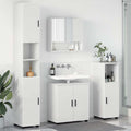 Badezimmermöbel-Set mit Tür 4 pcs Weiß Holzwerkstoff & Metall