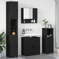 Badezimmermöbel-Set 4 pcs Schwarz Holzwerkstoff & Metall