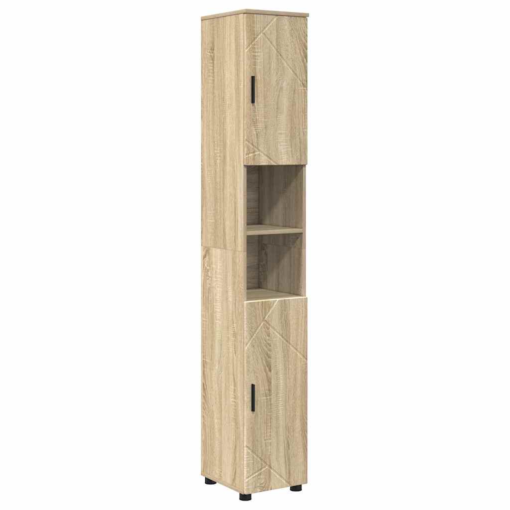 Badezimmermöbel-Set 4 pcs Sonoma-Eiche Holzwerkstoff & Metall