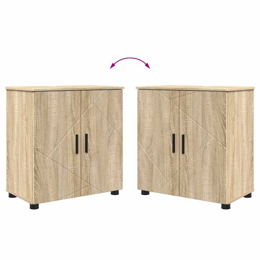 Badezimmermöbel-Set 4 pcs Sonoma-Eiche Holzwerkstoff & Metall