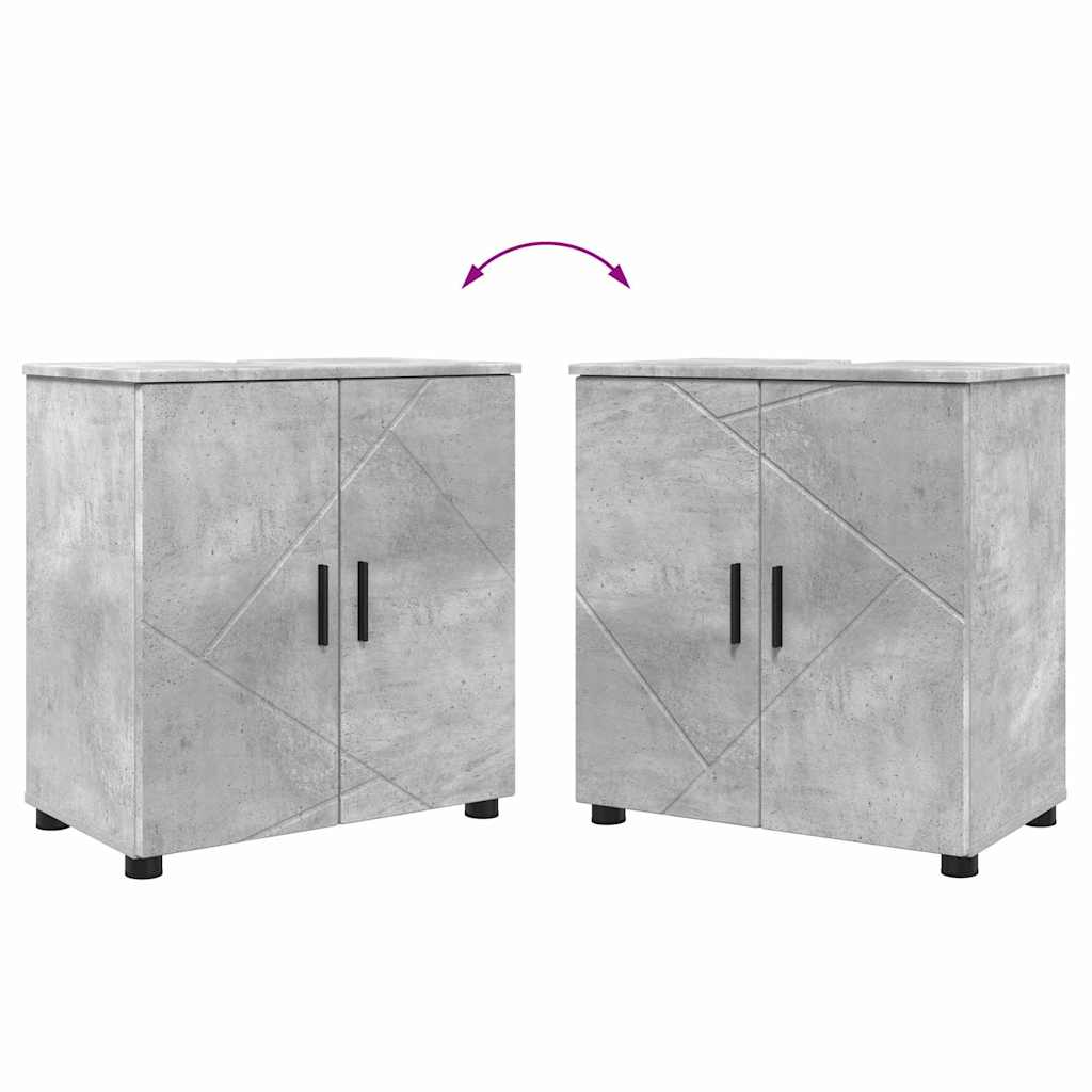 Badezimmermöbel-Set 4 pcs Beton Grau Holzwerkstoff & Metall