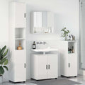 Badezimmermöbel-Set 4 pcs Hochglanz Weiß Holzwerkstoff & Metall