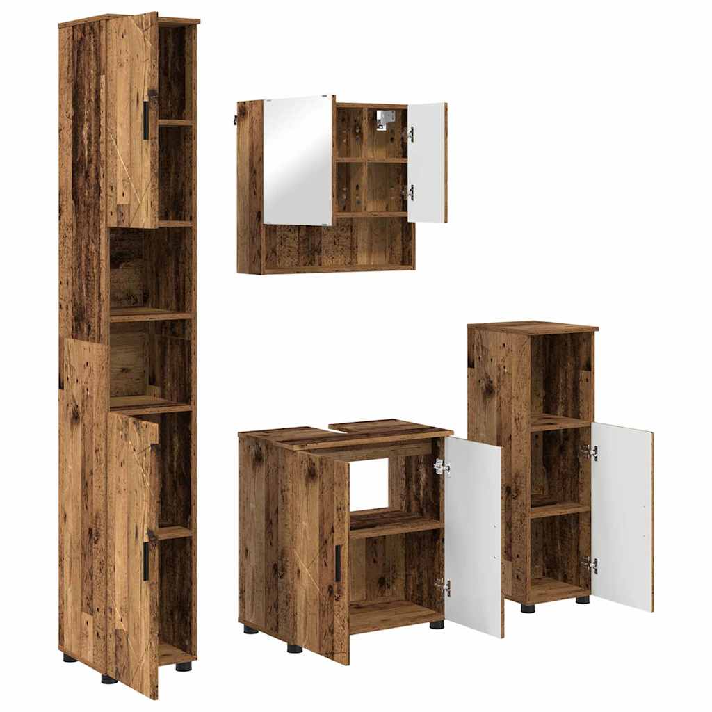 Badezimmermöbel-Set 4 pcs Altholz Holzwerkstoff & Metall