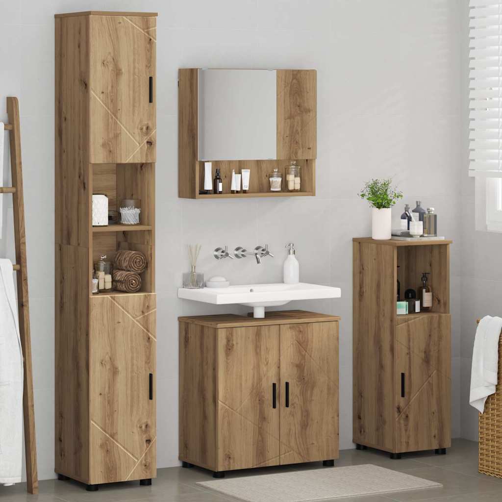 Badezimmermöbel-Set 4 Stk. Artisan-Eiche 61 x 35 x 64 cm