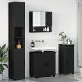 Badezimmermöbel-Set 4 pcs Schwarz Holzwerkstoff & Metall