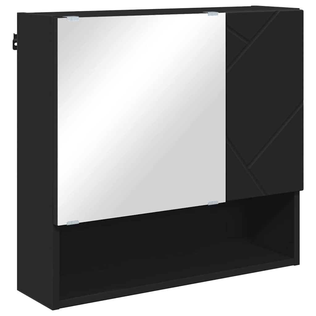 Badezimmermöbel-Set 4 pcs Schwarz Holzwerkstoff & Metall