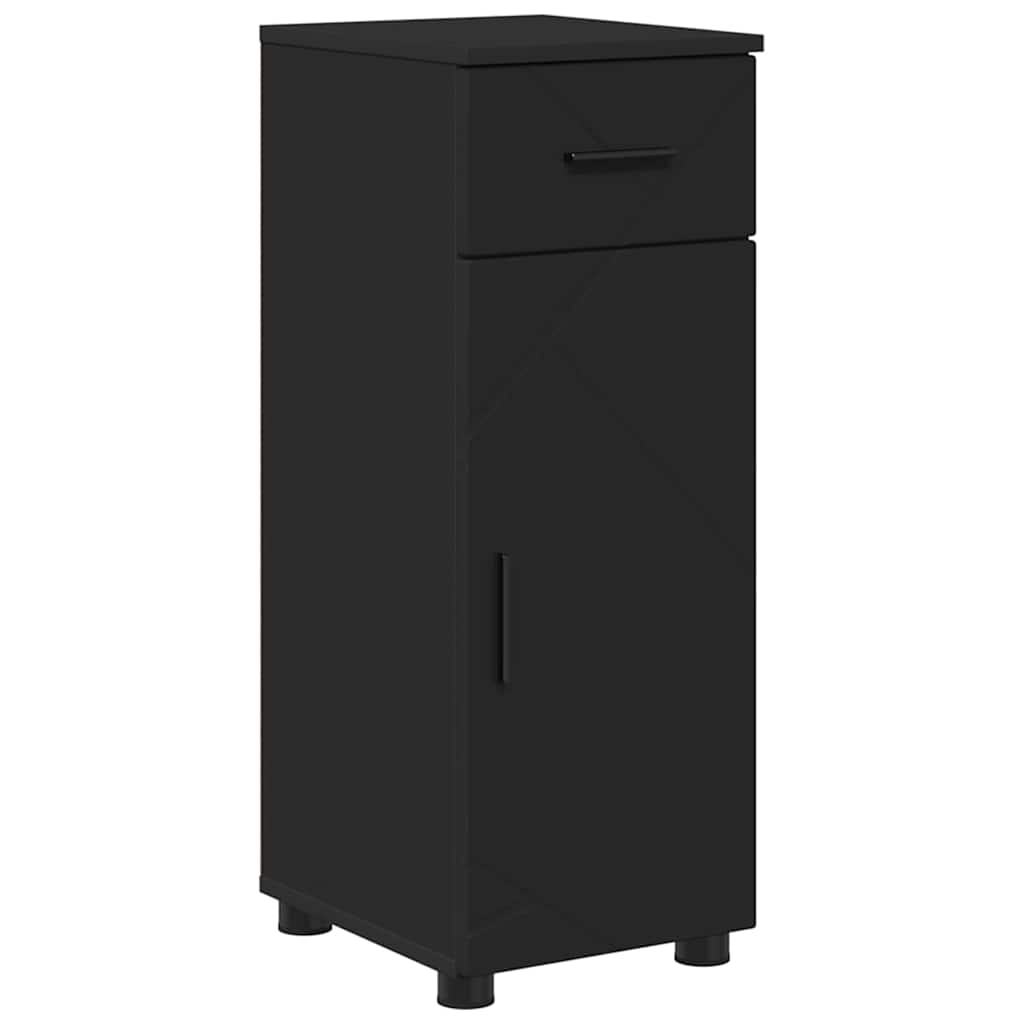 Badezimmermöbel-Set 4 pcs Schwarz Holzwerkstoff & Metall