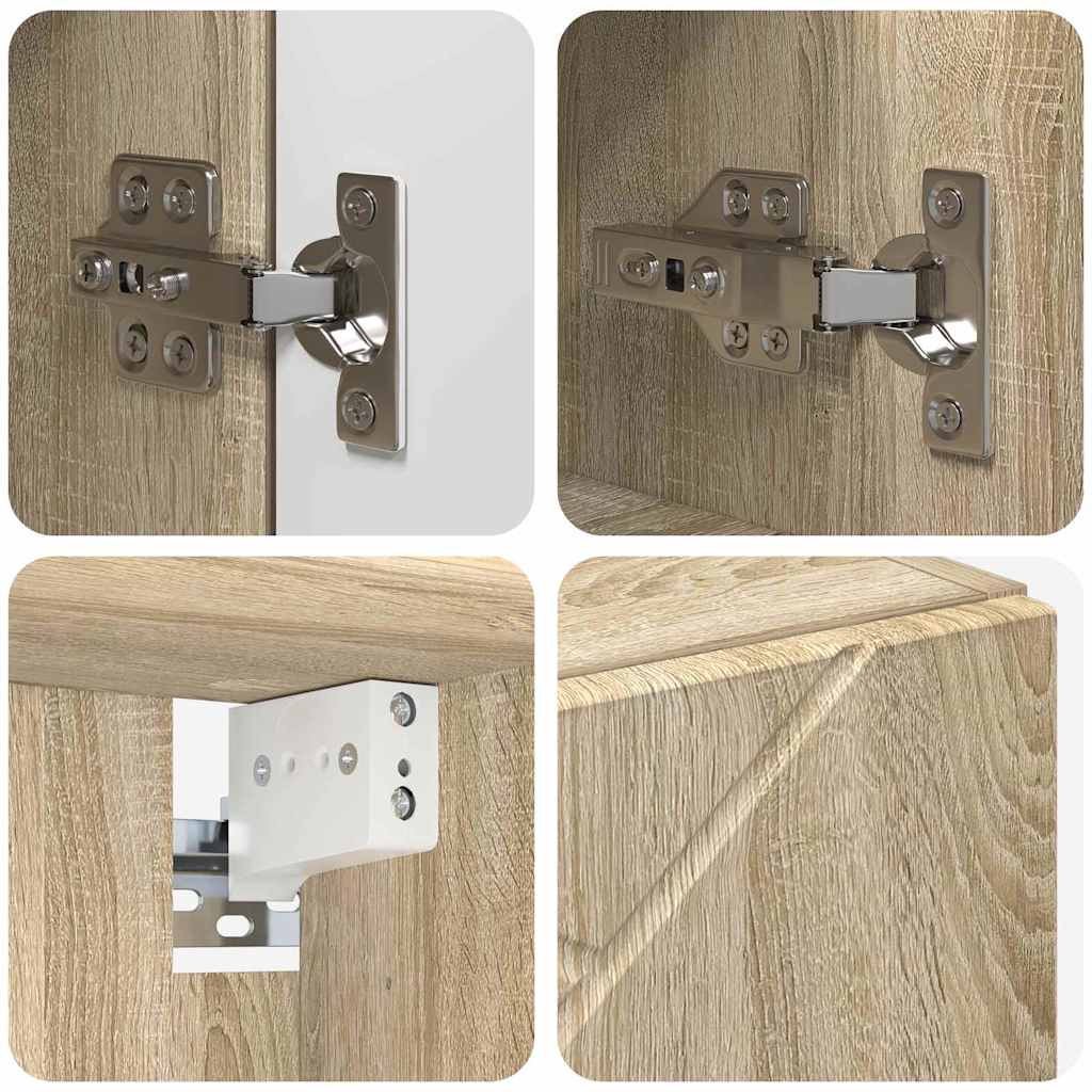 Badezimmermöbel-Set 4 pcs Sonoma-Eiche Holzwerkstoff & Metall