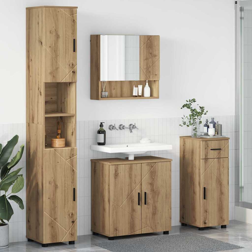 Badezimmermöbel-Set 4 Stk. Artisan-Eiche 61 x 35 x 64 cm
