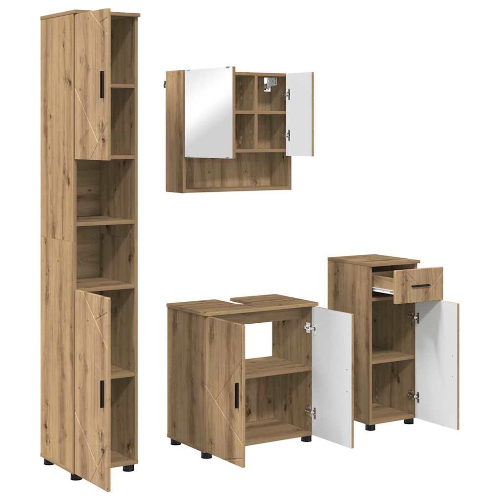 Badezimmermöbel-Set 4 Stk. Artisan-Eiche 61 x 35 x 64 cm