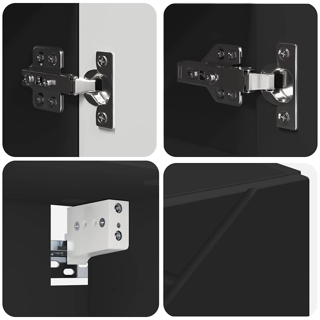 Badezimmermöbel-Set 5 pcs Schwarz Holzwerkstoff & Metall