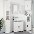 Badezimmermöbel-Set 5 pcs Hochglanz Weiß Holzwerkstoff & Metall