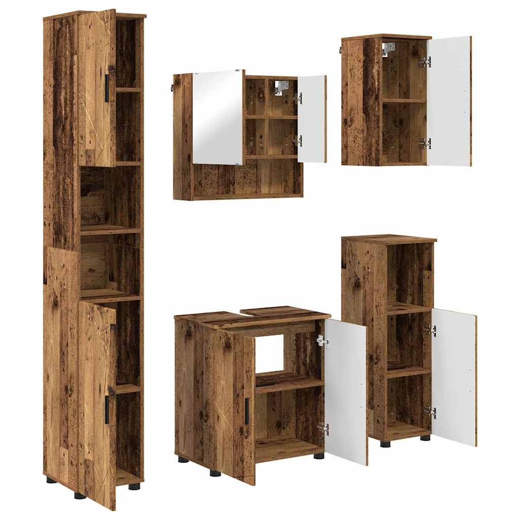 Badezimmermöbel-Set 5 pcs Altholz Holzwerkstoff & Metall