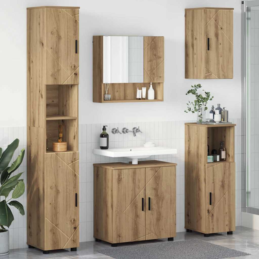 Badezimmermöbel-Set 5 Stk. Artisan-Eiche 61 x 35 x 64 cm