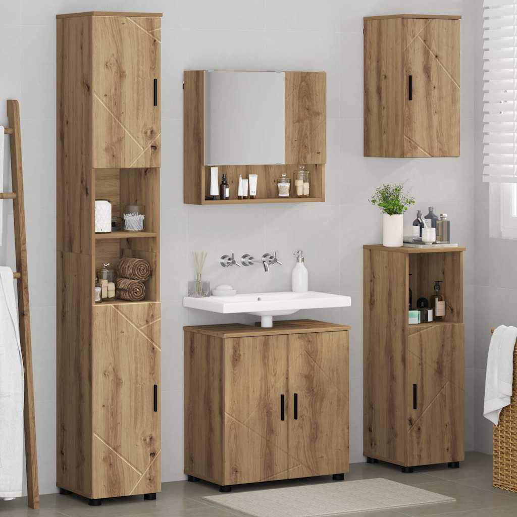 Badezimmermöbel-Set 5 Stk. Artisan-Eiche 61 x 35 x 64 cm