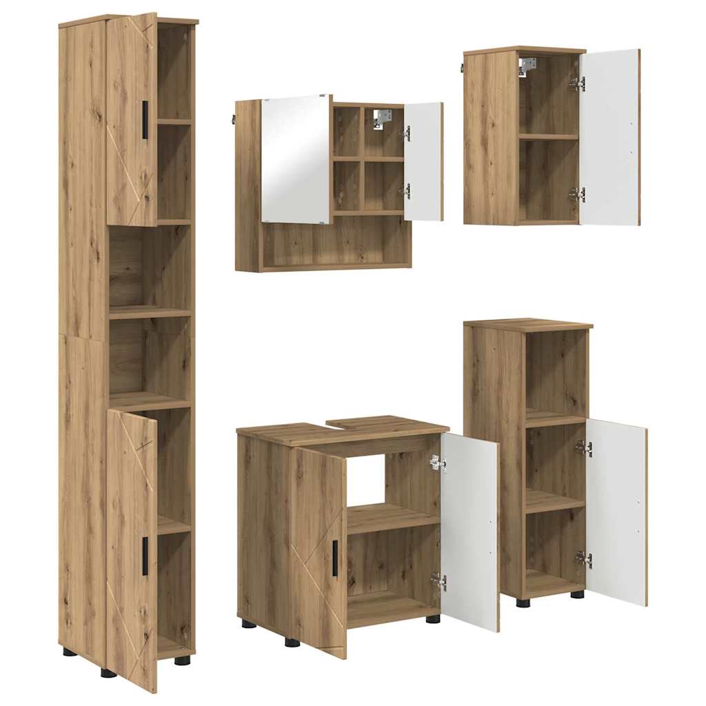 Badezimmermöbel-Set 5 Stk. Artisan-Eiche 61 x 35 x 64 cm