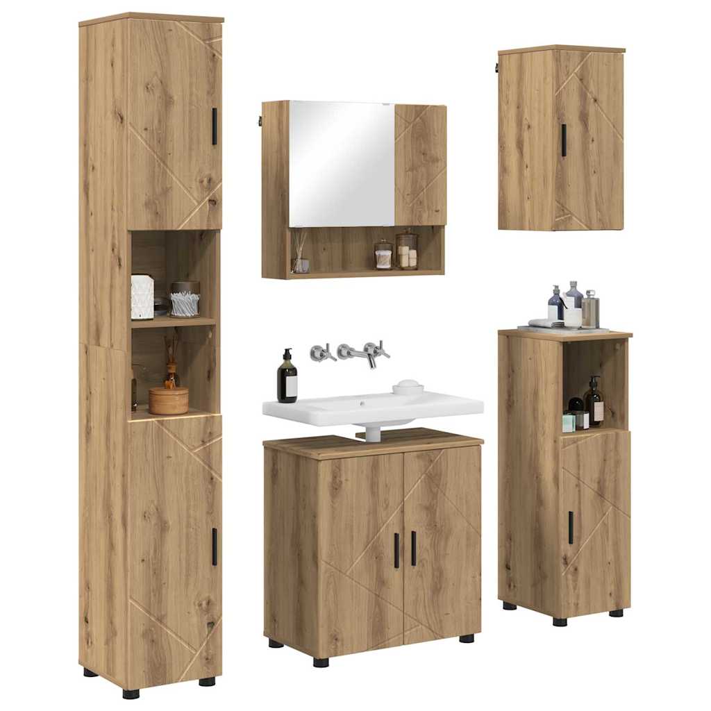 Badezimmermöbel-Set 5 Stk. Artisan-Eiche 61 x 35 x 64 cm