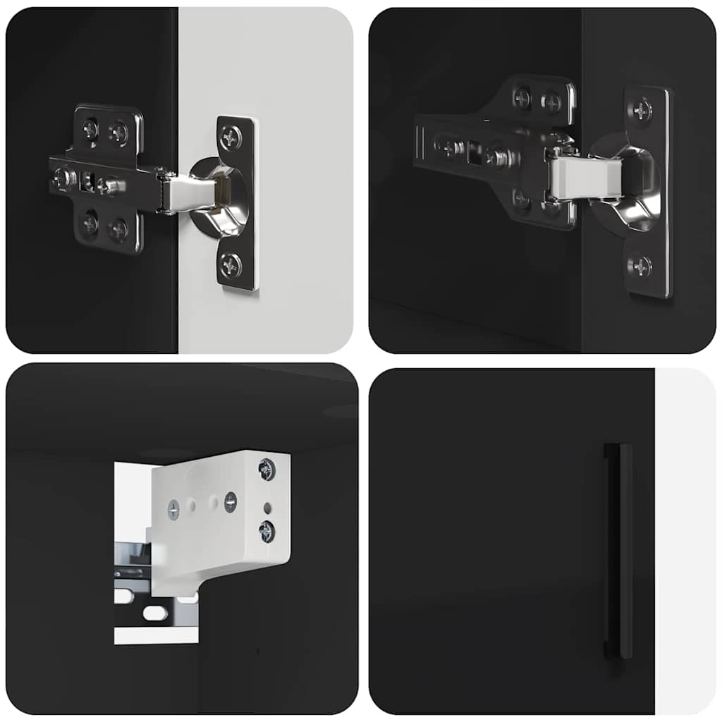 Badezimmermöbel-Set 5 pcs Schwarz Holzwerkstoff & Metall