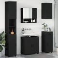 Badezimmermöbel-Set 5 pcs Schwarz Holzwerkstoff & Metall