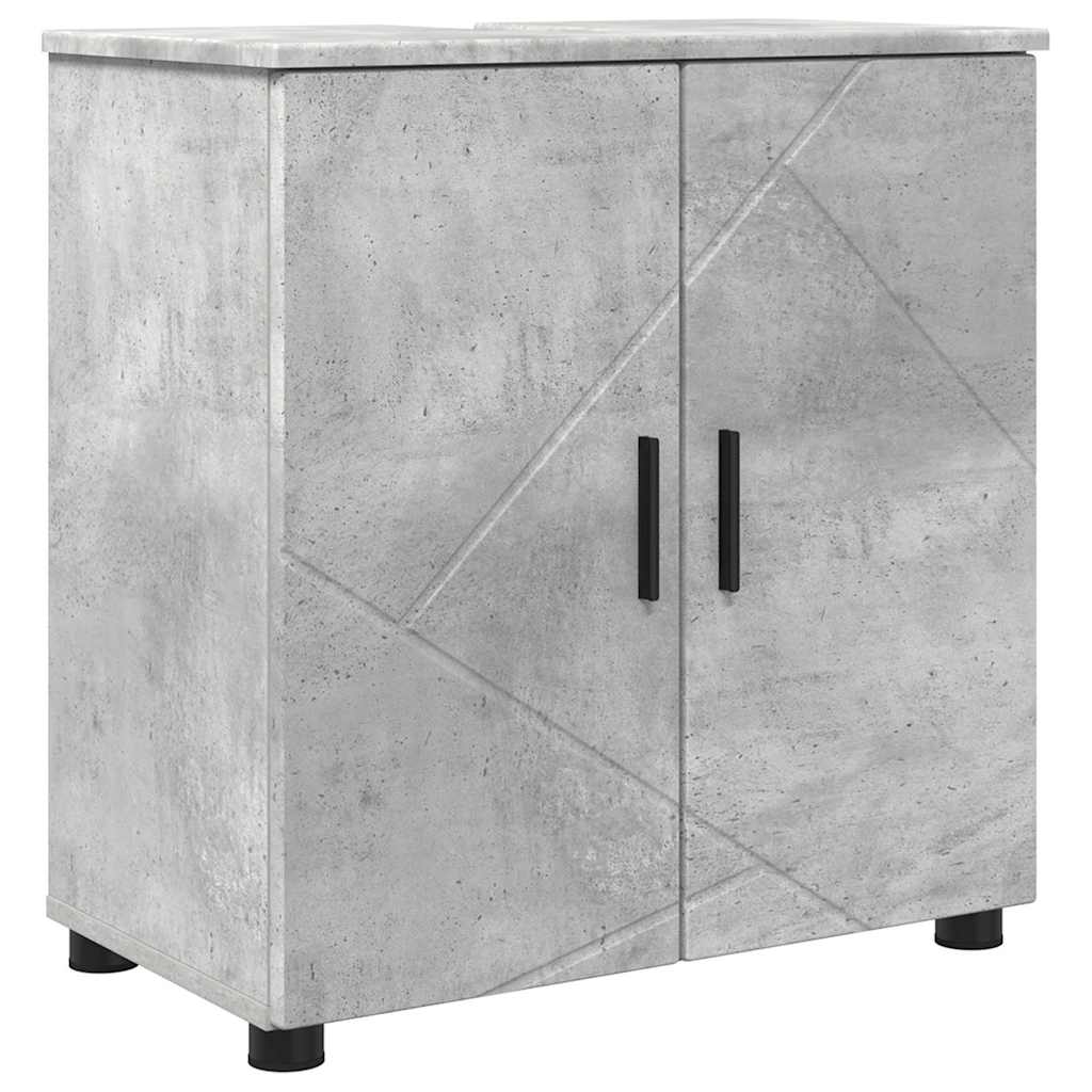 Badezimmermöbel-Set 5 pcs Beton Grau Holzwerkstoff & Metall