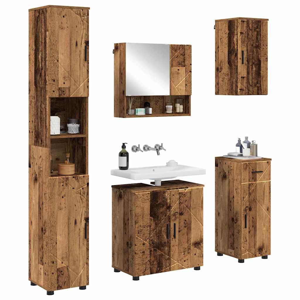 Badezimmermöbel-Set 5 pcs Altholz Holzwerkstoff & Metall