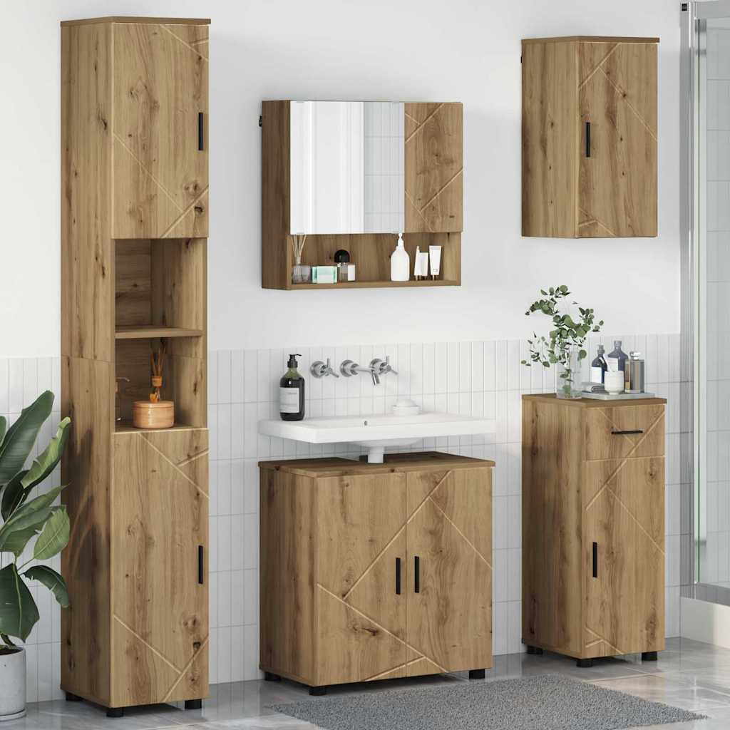 Badezimmermöbel-Set 5 Stk. Artisan-Eiche 61 x 35 x 64 cm