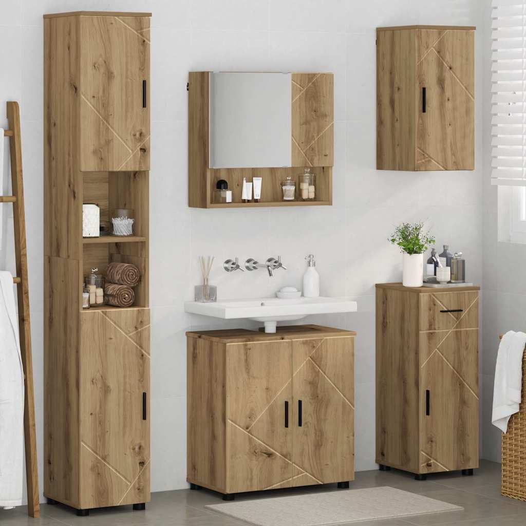 Badezimmermöbel-Set 5 Stk. Artisan-Eiche 61 x 35 x 64 cm