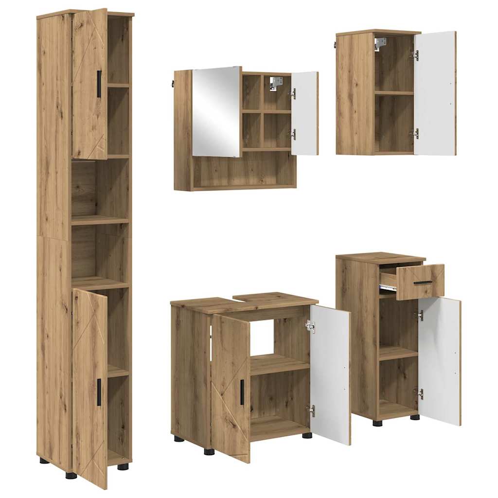 Badezimmermöbel-Set 5 Stk. Artisan-Eiche 61 x 35 x 64 cm